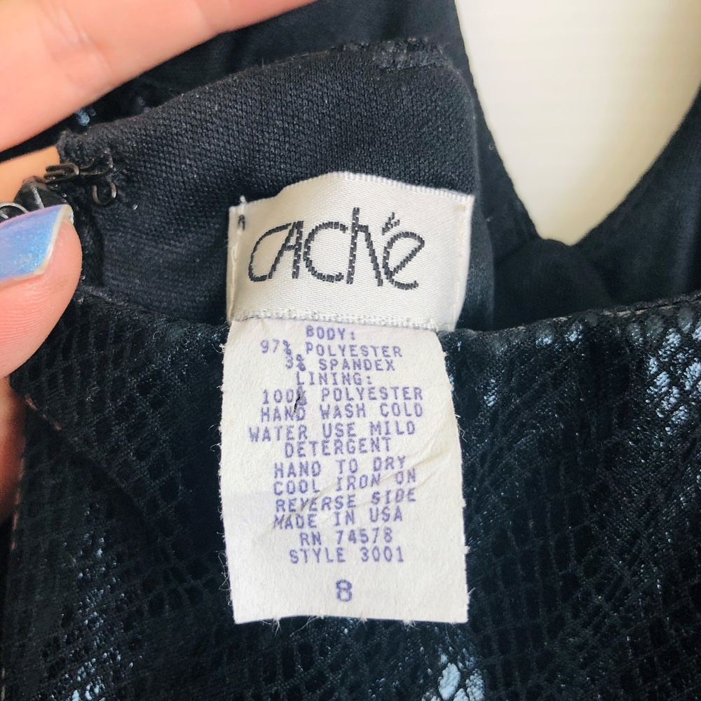 Cache Black Shiny Snakeskin Print Halter Dress 8 - image 4